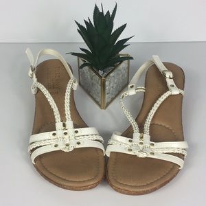Tuscany by Easy Street White Tan Sandals-Size 8.5